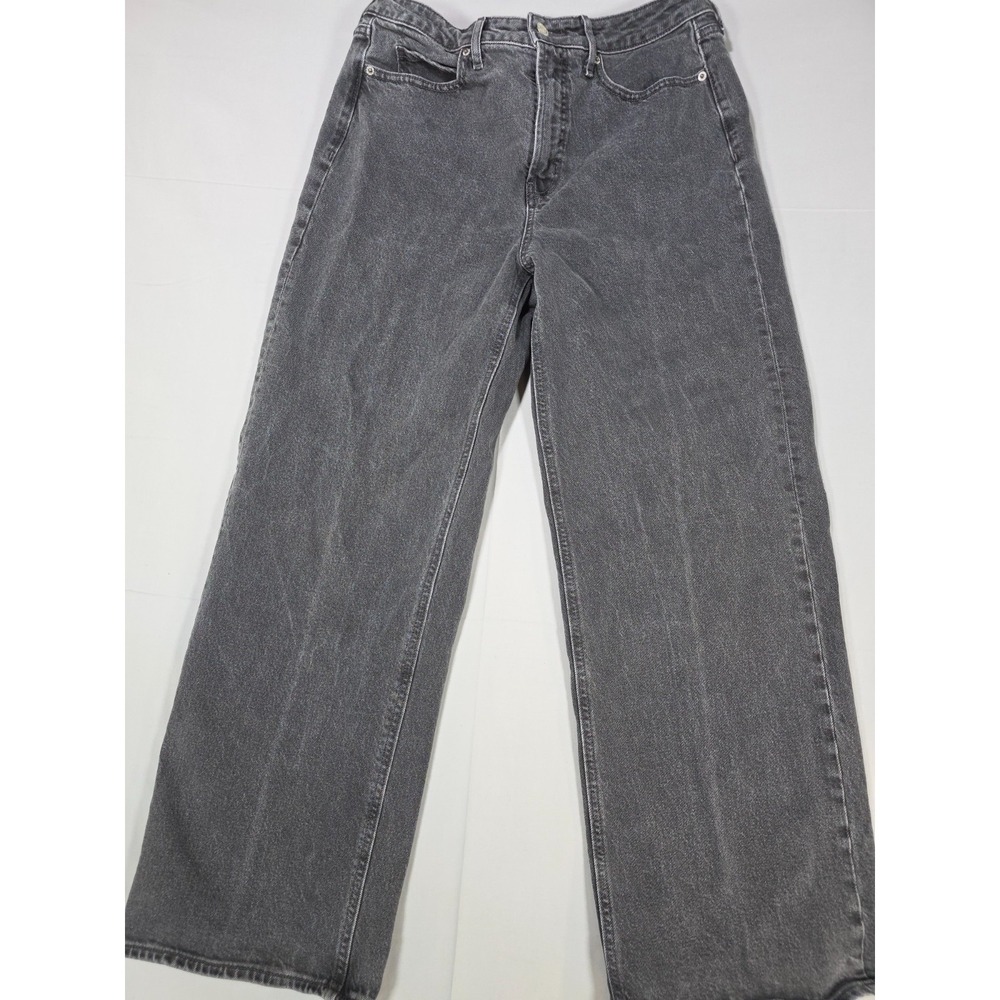 Old Navy Sky-Hi Wide-Leg Jeans 10 Black Denim Extra High Rise Minimalist 90s